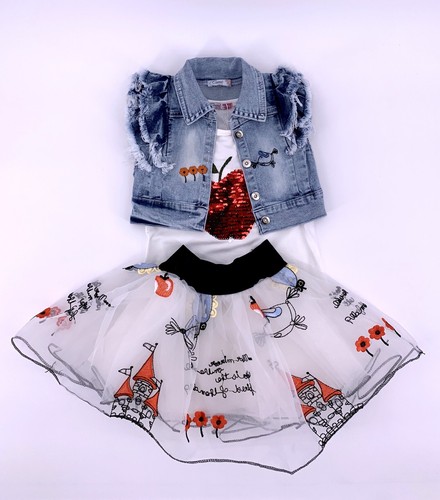 Mädchen set teilig rock - mädchen-set, 3-teilig,