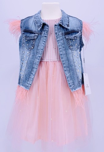Mädchenkleid mit jeansweste - mädchenkleid,